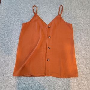 Orange button down tank blouse